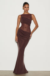 Fioreclo Gracelle Maxi Dress in Plum Brown