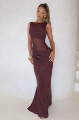 Fioreclo Gracelle Maxi Dress in Plum Brown