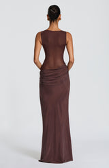 Fioreclo Gracelle Maxi Dress in Plum Brown