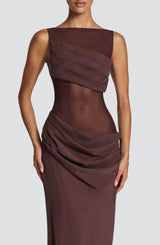 Fioreclo Gracelle Maxi Dress in Plum Brown