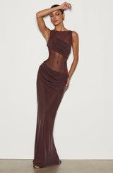 Fioreclo Gracelle Maxi Dress in Plum Brown