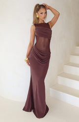 Fioreclo Gracelle Maxi Dress in Plum Brown
