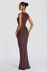 Fioreclo Gracelle Maxi Dress in Plum Brown