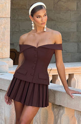 Fioreclo Gretchel Mini Skirt in Plum Brown