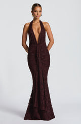 Fioreclo Guinevra Maxi Dress in Plum Brown