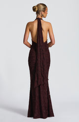 Fioreclo Guinevra Maxi Dress in Plum Brown
