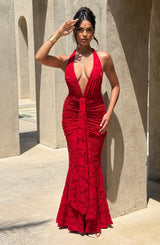 Fioreclo Guinevra Maxi Dress in Red
