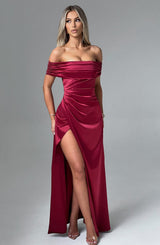 Fioreclo Gwendolina Maxi Dress in Burgundy