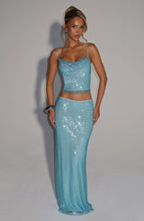 Fioreclo Halia Maxi Skirt in Aqua