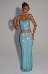 Fioreclo Halia Maxi Skirt in Aqua