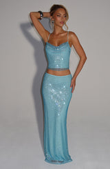 Fioreclo Halia Maxi Skirt in Aqua