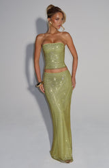 Fioreclo Halia Maxi Skirt in Olive