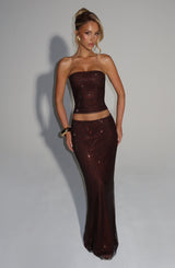 Fioreclo Halia Maxi Skirt in Plum Brown