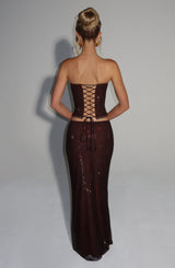 Fioreclo Halia Maxi Skirt in Plum Brown