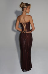 Fioreclo Halia Maxi Skirt in Plum Brown