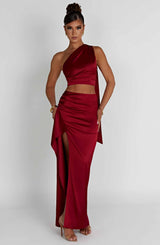 Fioreclo Halsea Maxi Skirt in Wine