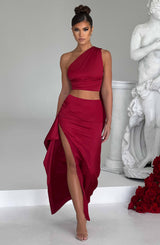 Fioreclo Halsea Maxi Skirt in Wine