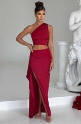 Fioreclo Halsea Maxi Skirt in Wine