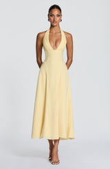 Fioreclo Haylen Midi Dress in Lemon