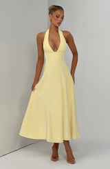 Fioreclo Haylen Midi Dress in Lemon