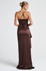 Fioreclo Helena Maxi Dress in Plum Brown
