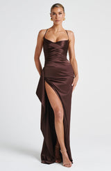 Fioreclo Helena Maxi Dress in Plum Brown