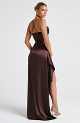 Fioreclo Helena Maxi Dress in Plum Brown