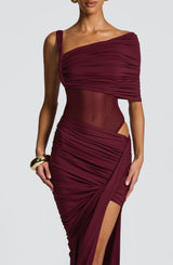 Fioreclo Henriella Maxi Skirt in Cherry Lacquer