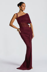 Fioreclo Henriella Maxi Skirt in Cherry Lacquer