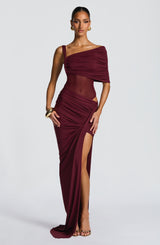 Fioreclo Henriella Maxi Skirt in Cherry Lacquer