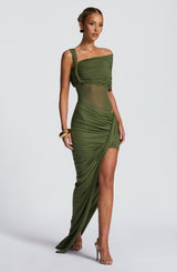 Fioreclo Henriella Maxi Skirt in Khaki