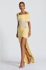 Fioreclo Henriella Maxi Skirt in Lemon