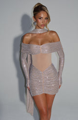 Fioreclo Hydria Mini Dress in Nude