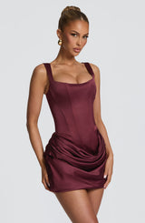 Fioreclo Imogena Mini Dress in Cherry Lacquer
