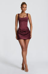 Fioreclo Imogena Mini Dress in Cherry Lacquer