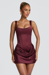 Fioreclo Imogena Mini Dress in Cherry Lacquer