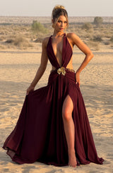 Fioreclo Indianne Maxi Dress in Cherry Lacquer