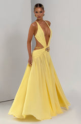 Fioreclo Indianne Maxi Dress in Lemon