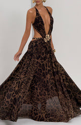 Fioreclo Indianne Maxi Dress in Leopard Print