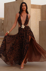 Fioreclo Indianne Maxi Dress in Leopard Print