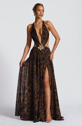 Fioreclo Indianne Maxi Dress in Leopard Print