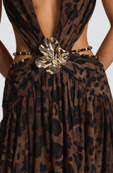 Fioreclo Indianne Maxi Dress in Leopard Print