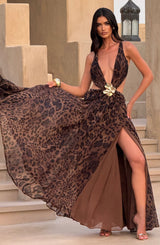 Fioreclo Indianne Maxi Dress in Leopard Print