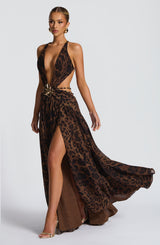 Fioreclo Indianne Maxi Dress in Leopard Print