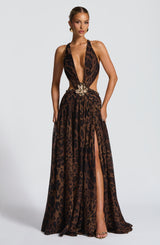 Fioreclo Indianne Maxi Dress in Leopard Print