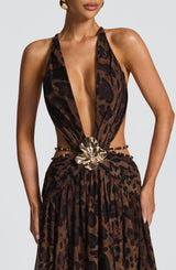 Fioreclo Indianne Maxi Dress in Leopard Print