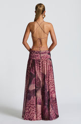 Fioreclo Indianne Maxi Dress in Magenta Orchid Print