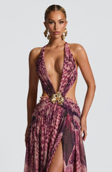 Fioreclo Indianne Maxi Dress in Magenta Orchid Print