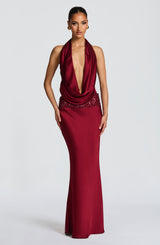 Fioreclo Irina Maxi Skirt in Burgundy
