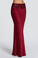 Fioreclo Irina Maxi Skirt in Burgundy